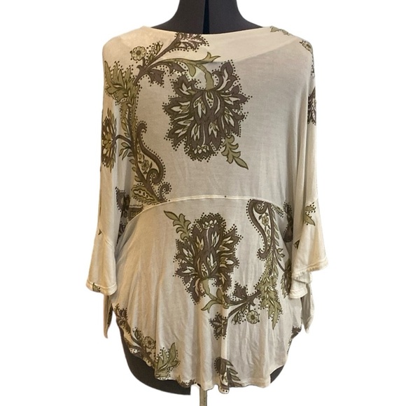 Free People Maui Wowie Palm Print Shirt Size S Surplice Neckline Poncho Sleeves - Picture 11 of 14